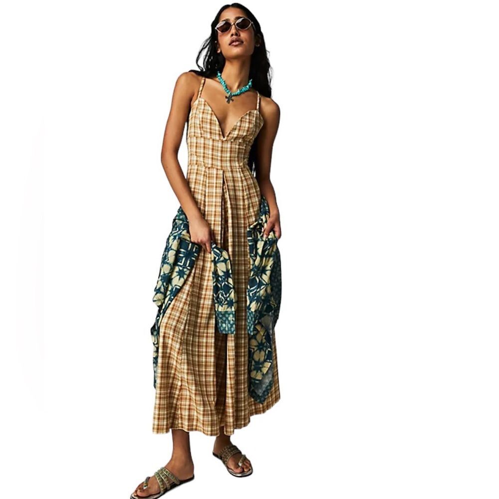 Free People Kaia Plaid Jumpsuit Size Large NWOT